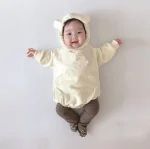 【66-90cm】ピュアカラーフート付き ロンパース - 画像 (6)