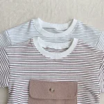 【66-90cm】ポケット付き ボーダー ロンパース - 画像 (10)