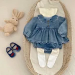 【66-90cm】 フリルデニム ロンパース - 画像 (8)