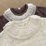 【66-90cm】 レース襟 ニット ロンパース - 画像 (10)