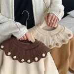 【90-130cm】 フリルビッグ襟 ニット トップス - 画像 (10)
