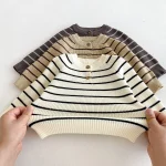 【66-90cm】 ボーダー ニットトップス＆サロペット 2点セット - 画像 (19)