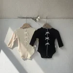 【66-90cm】 リボン フリル襟 ロンパース