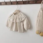 【73-100cm】 フリル フラワー襟 シャツ - 画像 (5)