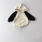 【65-100cm】 フード付きカラー切り替え ロンパース - 画像 (3)