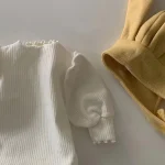 【66-90cm】 韓国風 パフスリーブ リブ ロンパース - 画像 (10)