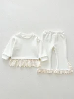 【66-120cm】 レース ノーカラー 裏ボア セットアップ - 画像 (7)
