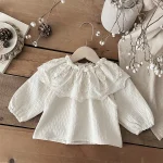 【73-100cm】 フリル フラワー襟 シャツ - 画像 (4)