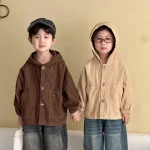 【80-150cm】 フード付き ポケット付き アウター - 画像 (3)