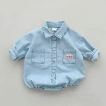 【66-90cm】 シンプル ポケット付き ロンパース - 画像 (3)