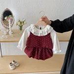 【66-100cm】 インナーシャツ トップス＆小花柄 セットアップ 3点セット - 画像 (5)