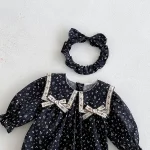 【66-140cm】 リボン 小花柄 ロンパース or ワンピース - 画像 (11)