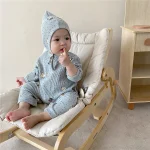 【66-90cm】帽子付き 梨柄 ワッフル オールインワン or セットアップ - 画像 (3)