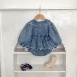 【66-90cm】 フリルデニム ロンパース - 画像 (5)