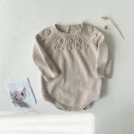 【66-90cm】 花柄編み ロンパースOR帽子 - 画像 (4)