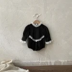 【66-90cm】 韓国風 フリル襟 ロンパース - 画像 (4)