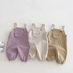 【73-120cm】 ポケット付き シンプル サロペット