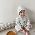【66-90cm】帽子付き 梨柄 ワッフル オールインワン or セットアップ - 画像 (2)