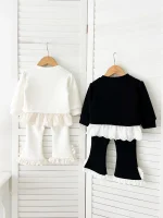 【66-120cm】 レース ノーカラー 裏ボア セットアップ