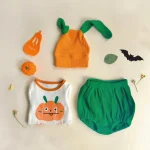 【73-100cm】帽子付き ハロウィーンかぼちゃ 3点セット - 画像 (4)