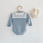 【66-90cm】セーラー風 ニット ロンパース - 画像 (3)