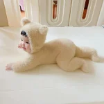 【66-100cm】 帽子付き ボア ロンパース - 画像 (4)