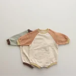 【65-100cm】 カラー切り替え ロンパース - 画像 (8)