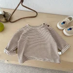 【73-100cm】 サイドボタン ボーダー シャツ - 画像 (8)