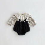 【66-100cm】 レース襟 トップス ＆ サロペット ロンパース 2点セット - 画像 (10)