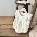 【66-90cm】 肩フリル ボア ロンパース - 画像 (7)