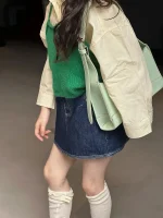 【90-140cm】 グリーンキャミOR シャツ ORデニム スカート - 画像 (3)
