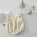 【66-90cm】 肩フリル ボア ロンパース - 画像 (3)
