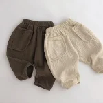 【73-110cm】 ポケット付き リネン パンツ