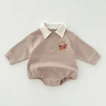 【66-90cm】熊柄ポロ ロンパース - 画像 (4)