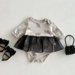 【66-90cm】 ワンピース風 小花柄 ロンパース - 画像 (3)