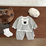 【73-110cm】 熊柄 ボーダー セットアップ - 画像 (3)
