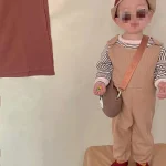 【80-130cm】 レトロ シンプル サロペット - 画像 (3)