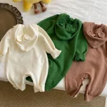 【66-90cm】 フーディ熊柄 オールインワン - 画像 (7)
