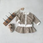 【73-100cm】チェック柄帽子＋ トップス ＋ スカート セットアップ - 画像 (13)