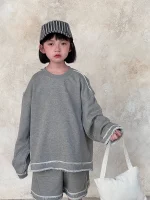 【90-150cm】 ボーダー カジュアル セットアップ - 画像 (7)