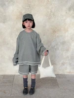 【90-150cm】 ボーダー カジュアル セットアップ - 画像 (6)