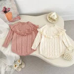 【66-90cm】 フリルフラワー ロンパース