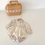 【66-100cm】 ワンピース風 ドット ロンパース - 画像 (11)