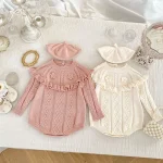 【66-90cm】 フリルフラワー ロンパース - 画像 (4)