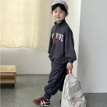 【80-130cm】 英字 ハーフジッパー セットアップ - 画像 (7)