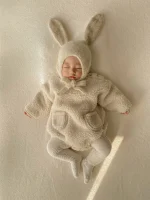 【66-90cm】 ポケット付き ボア ロンパース - 画像 (5)