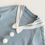 【66-90cm】セーラー風 ニット ロンパース - 画像 (6)