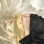 【73-120cm】ハート柄 フリル襟 トップス - 画像 (4)