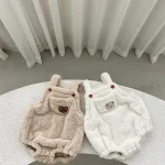 【66-90cm】 熊柄 ボア ロンパース - 画像 (2)