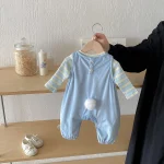 【66-100cm】 カモデザイン サロペット ＆ ボーダー シャツ 2点セット - 画像 (10)